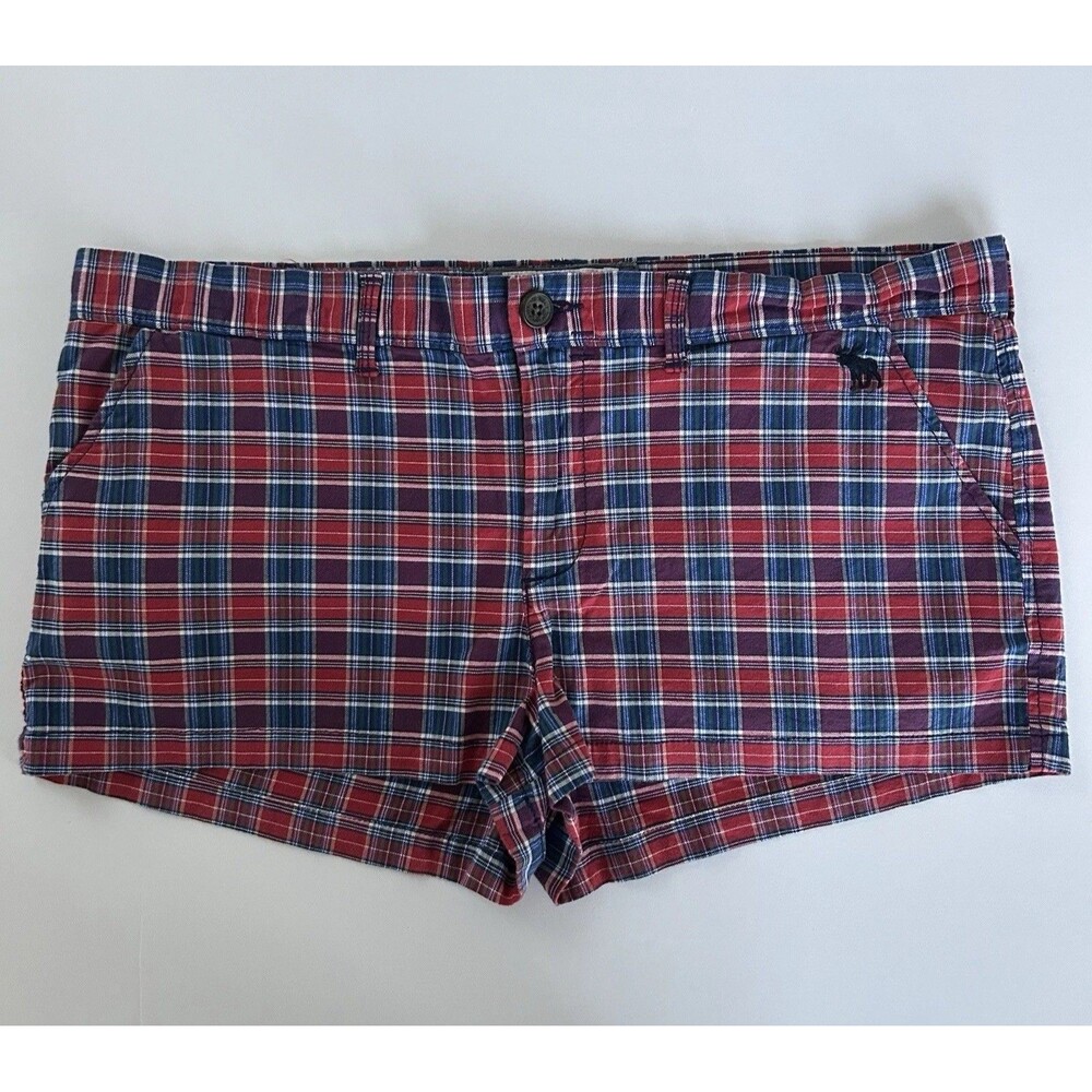 Vtg Y2K Abercrombie & Fitch Shorts Womens Sz 10 Plaid Micro Cheeky Mini Stretch